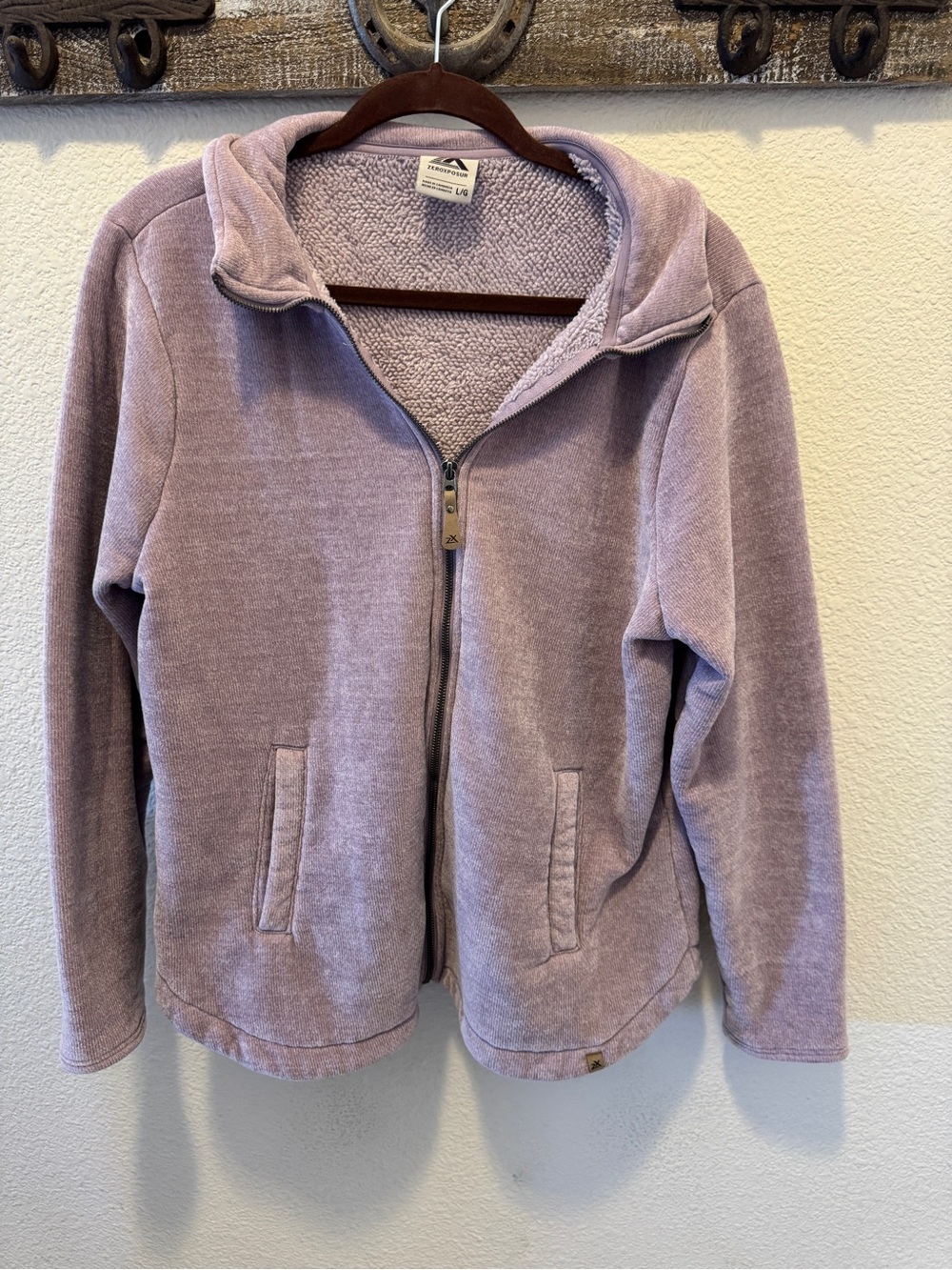 ZeroXposur Light Lavender Sherpa-Lined Zip Jacket